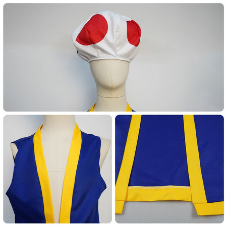 Kinopio-Sombrero De Cosplay De Toad Para Adultos, Traje De Juego Bros 2, Roleplay, Fantasía, Trajes, Chaleco, Pantalones, Fiesta