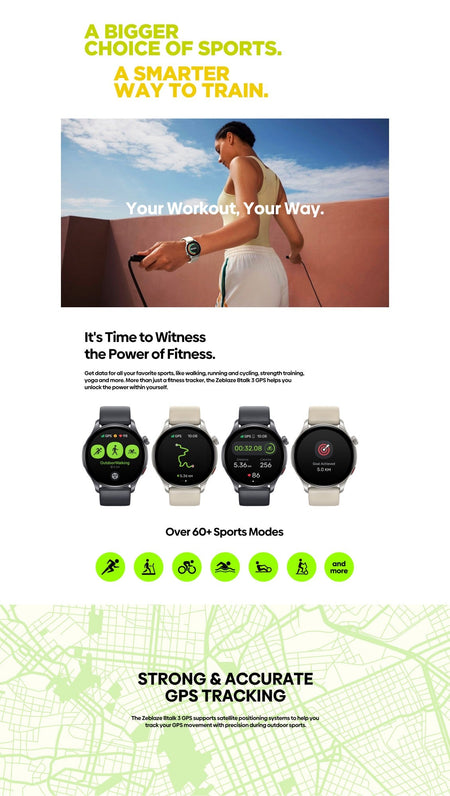 New Zeblaze Btalk 3 GPS Smartwatch 1.43" AMOLED Screen Dual Straps Make/Answer Phone Calls Heart Rate SpO2 Stress Tracking Watch