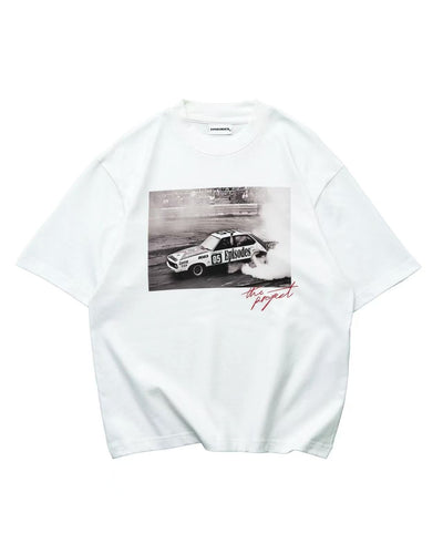 Trendy Y2K car pattern print simple casual men T-shirt retro European American Gothic high street punk Harajuku short sleeve