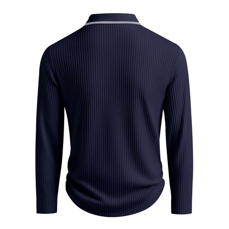 Spring And Autumn New Men's Striped Long Sleeve Polo Shirt Slim Fit Collar Multi Color Business And Leisure Versatile Men's Top