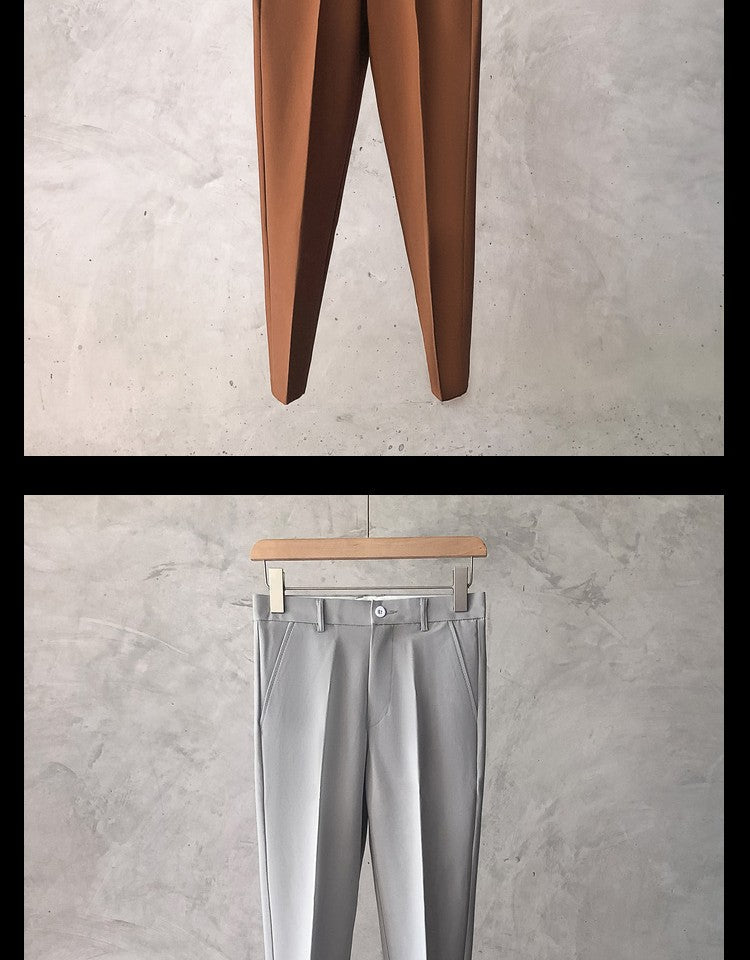 Slim Fit Trousers for Men Tressed Man Suits Pants Cheap Summer 2025 New in Dress Work Wear Elegant Suit Pants Clothes Z107