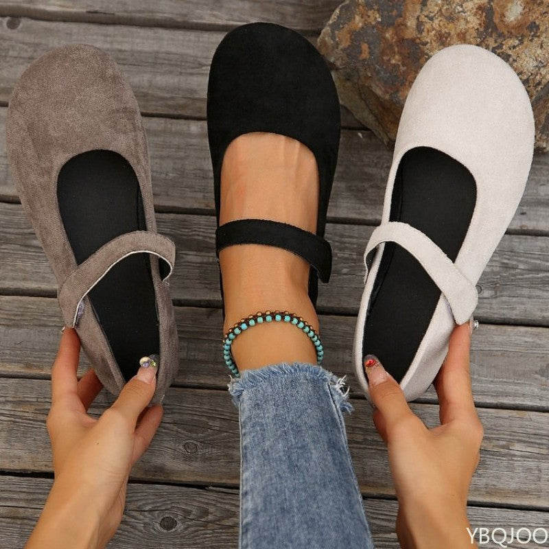 Woman's Casual Flats Shoes Round Toe Large size ladies shoes Retro French Mary Jane Dress Flat New Summer Solid Comfortable shoe