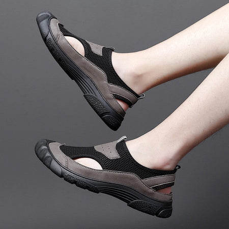 Outdoor Trendy Sandals Summer Mesh Hollow Casual Outerwear Shoes Men's Breathable Sports Shoes Beach Sandals New