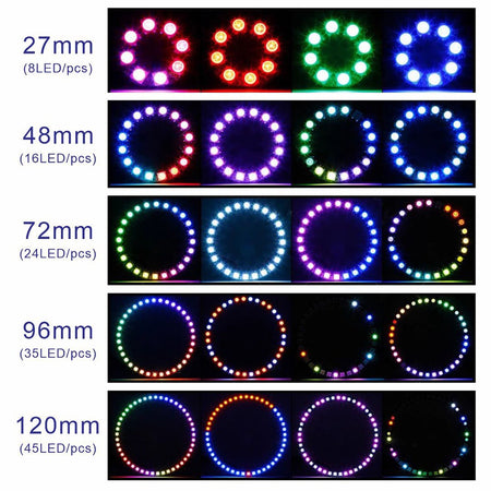 DC5V WS2812B Pixel Ring LED Panel Light Individual 8/16/24/35/45/128 LED Addressable WS2812 IC 5050 RGB LED Ring Module