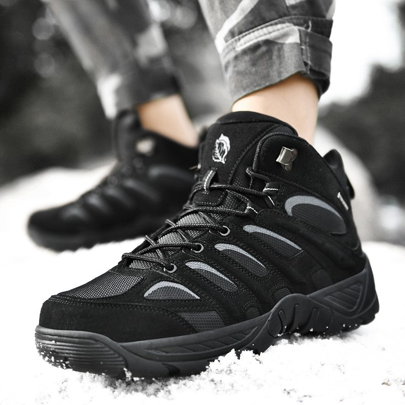 New Men High Quality Leather Boots Fishing Hunting Sneakers Desert Combat Men's Boots Outdoor Hiking Shoes Ankle Boots Work Safe