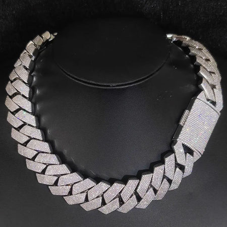 Thick Heavy 15mm Two Rows Prong Setting Cuban Link Chain Iced Out Hip Hop White/18k Gold Plated Necklace Jewelry Women Men Gifts