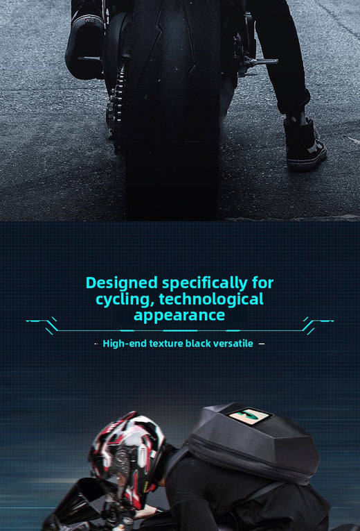 KLQDZMS Men's Backpack Laptop Waterproof Shoulder Bag Night Riding Motorcycle Helmet Schoolbag LED Light Emitting Backpacks