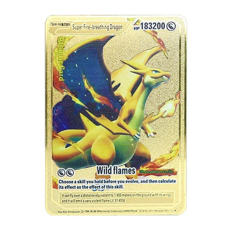 Pokemon 183200 Points High Hp  Gold Black English French Metal Cards Vmax Mega GX Game Collection Cards Charizard Pikachu Mewtwo