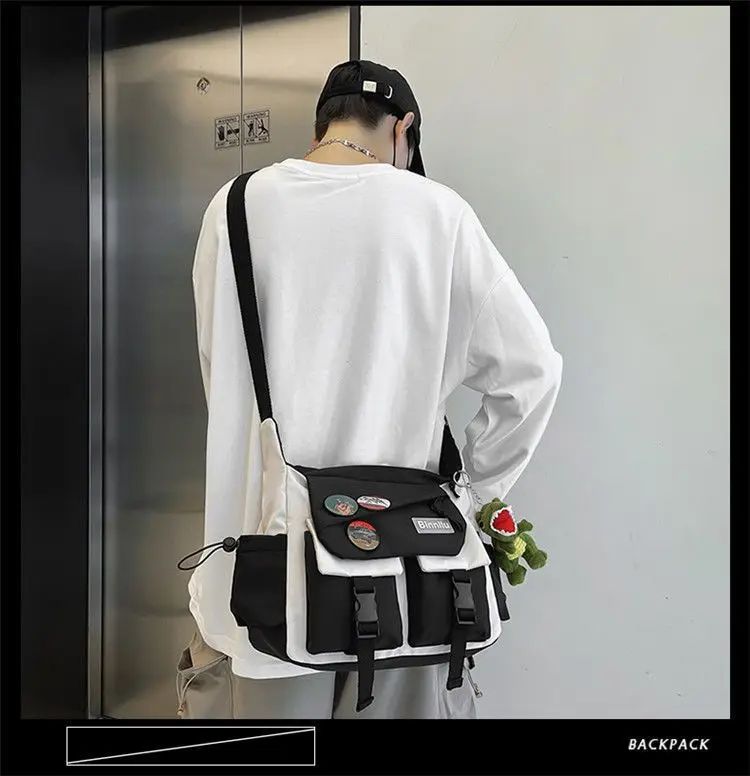 Harajuku Men Nylon Crossbody Bags for Women Messenger Bag Girls School Book Bags Youth Canvas Handbags Shoulder Bag Sac Bolsas
