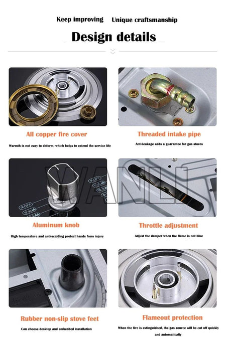 Home Electric Household Embedded Desktop Energy-Saving Induction Cooker Natural Gas Liquefied Gas Stove Double Stove Eye Tempere