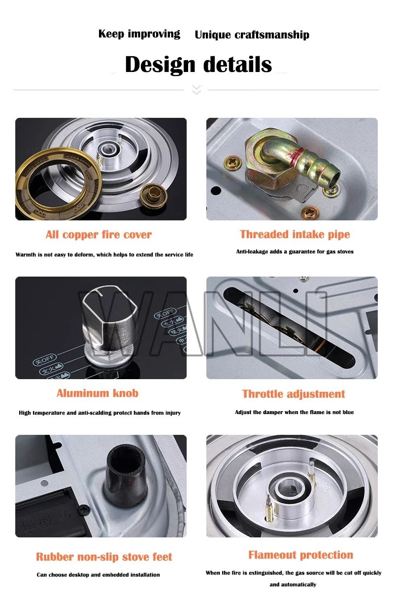 Home Electric Household Embedded Desktop Energy-Saving Induction Cooker Natural Gas Liquefied Gas Stove Double Stove Eye Tempere