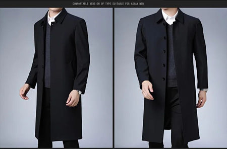 Light Luxury Long Jacket Men's Winter Business Casual Comfortable Windproof Warm Trench Coat British Streetwear Suit Male Coat