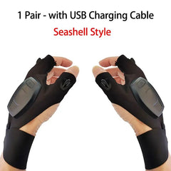 LED Flashlight Fishing Strap Fingerless Gloves Waterproof Cycling Camping Hiking Rescue Glove Lamp Lighting Gloves