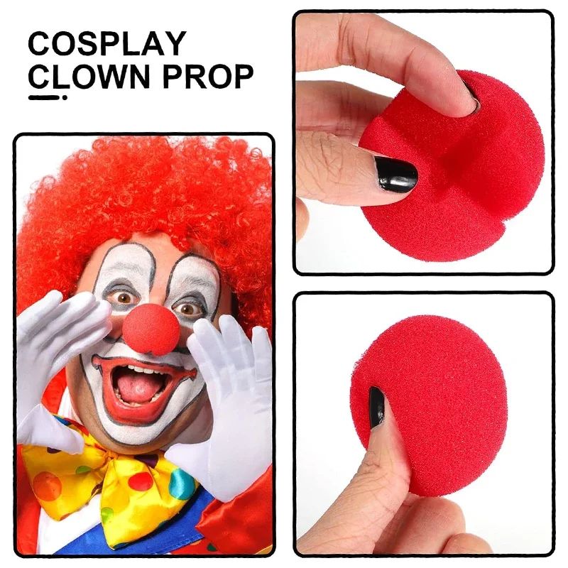 200/1PCS Red Funny Clown Nose Foam Sponge Ball Nose Cosplay Costume Make Up Props Circus Halloween Party Decoration Supplies