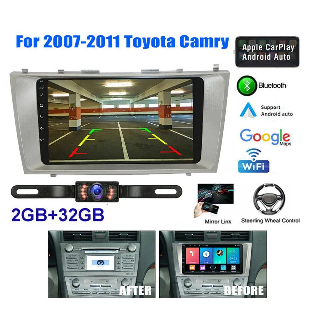 Car Navigation for Toyota Camry 2007-2011 Carplay/Android Auto 9 Inch Car Player Android 13 Bluetooth GPS 2+32G Car Music Player