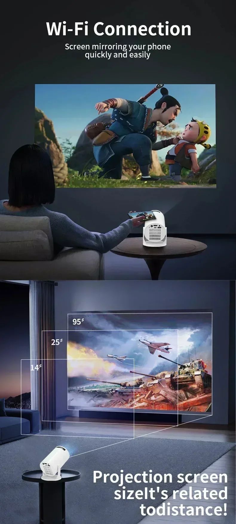 New Projector 4K Android 11 HY300 Wifi6 290ANSI Allwinner H713 BT5.0 1080P 1280*720P Cinema Outdoor Portable Projetors ?