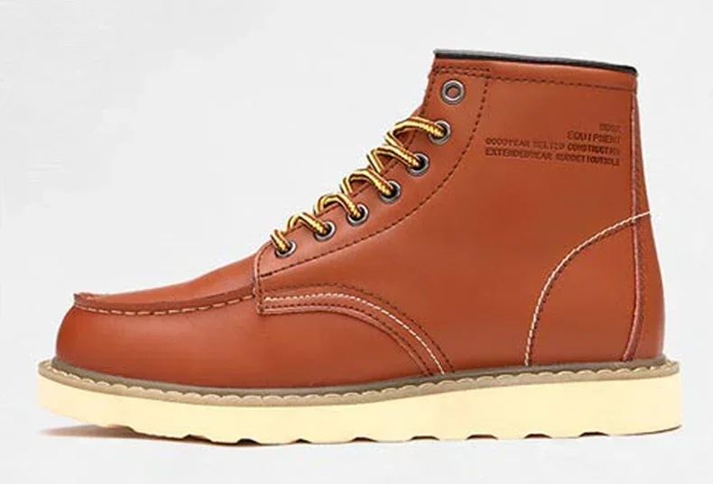 Winter Leather Men Boots Warm Mens Snow Boots with Fur Waterproof Handmade Male Ankle Boots No-slip High Top Male Work Shoes