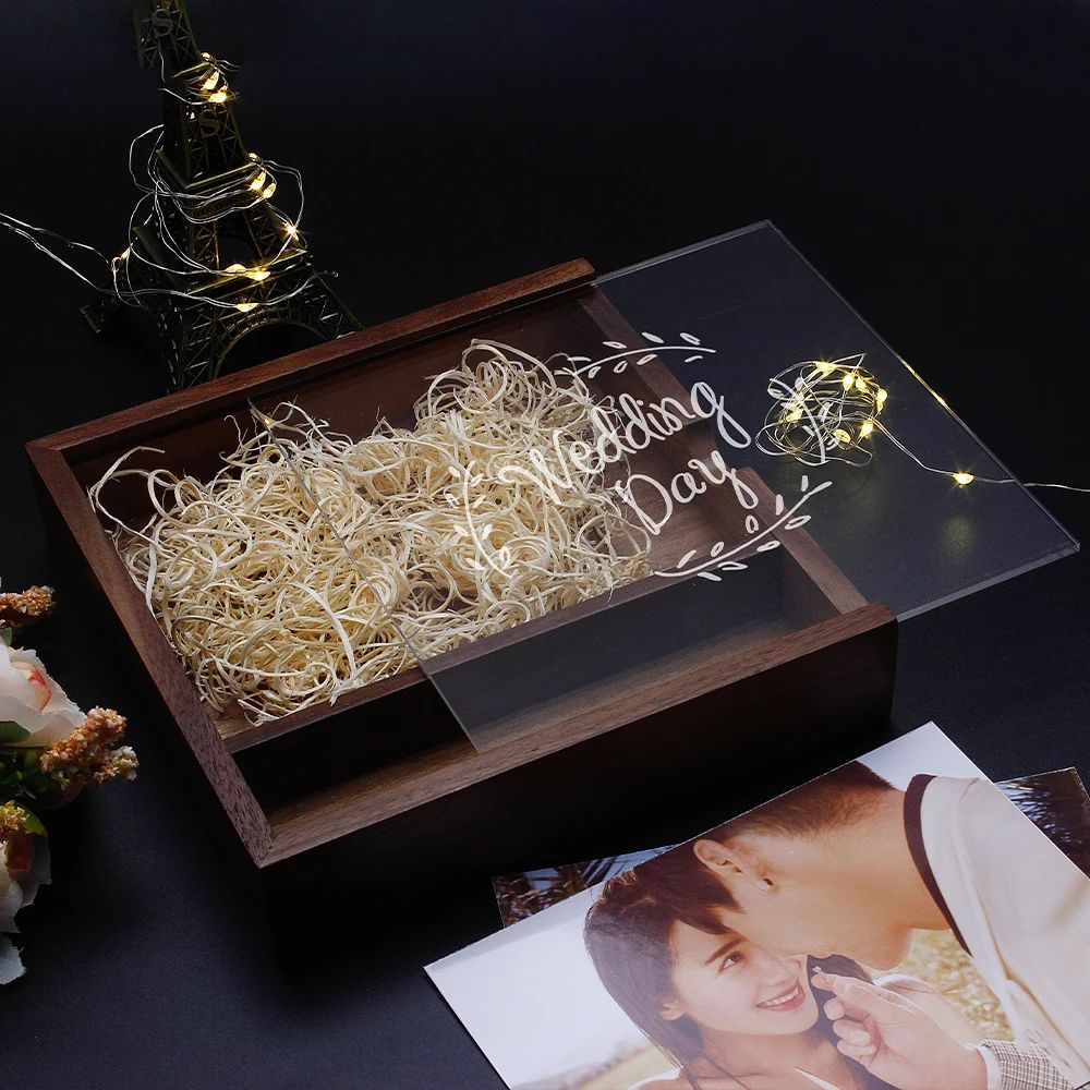 JASTER Walnut Maple Photo Album Wood Usb+Box Memory Stick Pendrive 128GB 64GB U Disk Photography Wedding Gift Free Custom Logo