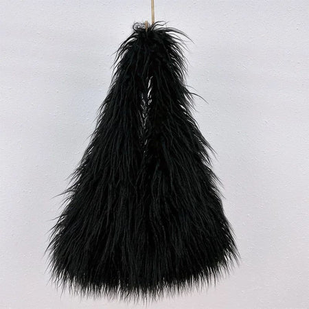2025 NEW Wool Women's Plush Shoulder Bags Y2k Hot Girls Faux Fur Drawstring Bucket Bag Fashion Female Furry Purse Tote Handbags