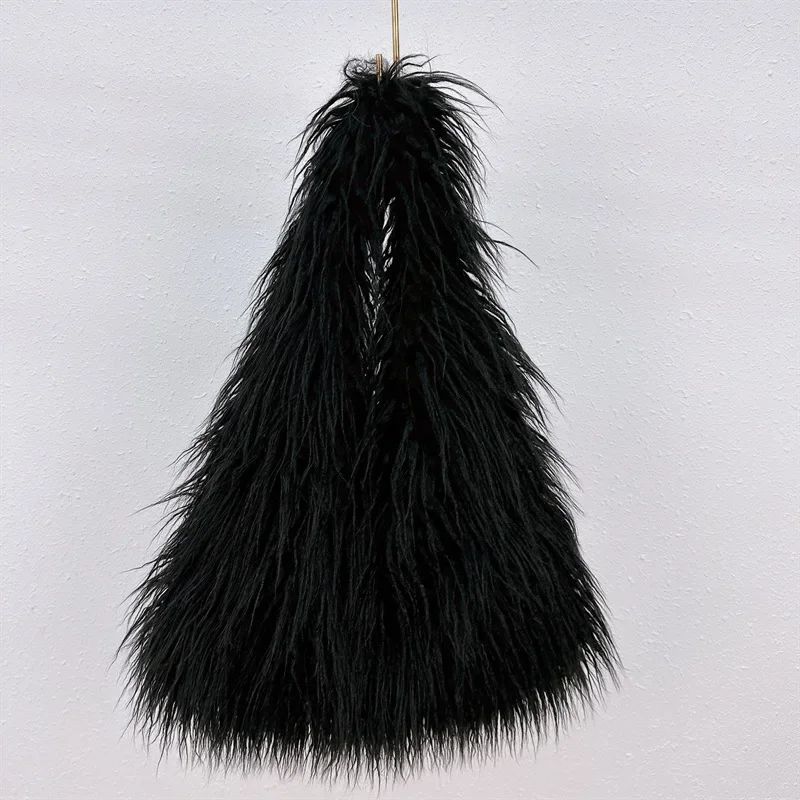 2025 NEW Wool Women's Plush Shoulder Bags Y2k Hot Girls Faux Fur Drawstring Bucket Bag Fashion Female Furry Purse Tote Handbags