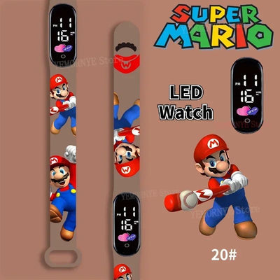 Mario Bros Children's Watches Action Figures Luigi Princess Peach Yoshi Bowser kids Sport Wristband Waterproof Digital Watch Toy