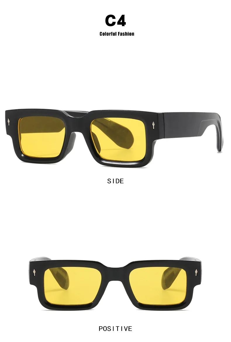 Retro Men Square Sunglasses For Women Vintage Luxury Rivet Designer Sun Glasses Fashion Arrow Shades UV400 Eyeglasses