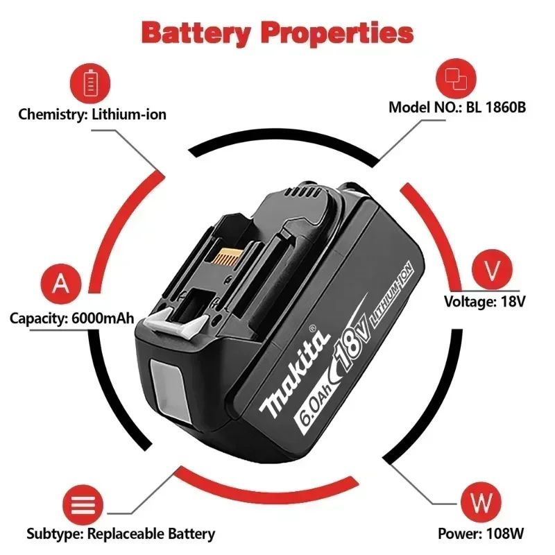 ?100% Genuine 18V Makita 6Ah/5Ah for Makita Battery BL1840 BL1830B BL1850B BL1850 BL1860 BL1815 Replacement Lithium Battery?
