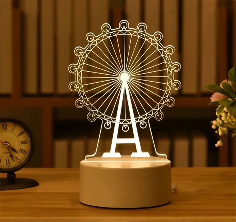USB Operated 3D Acrylic LED Night Light Festival Birthday Kids Gifts Bedroom Bedside Decor Night Lamp Home Novelty Lighting