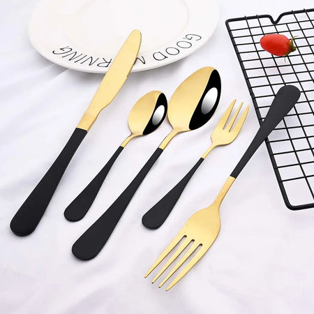 6/30Pcs Rainbow Dinnerware Stainless Steel Cutlery Set Knife Cake Fork Tea Spoon Flatware Set Kitchen Silverware Tableware Set