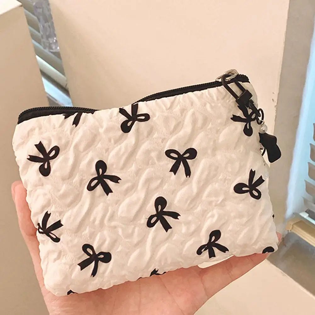 1PC Color Bow Canvas Large Capacity Lipstick Air Cushion Storage Bags Women's Makeup Bag Commuter Handbag Travel Toiletry Bags