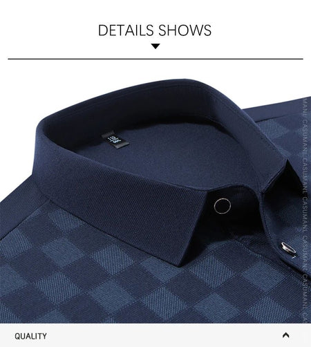 BROWON Polo Shirts for Man Autumn Business Slim Fit Long Sleeve T Shirt Men 2025 New Casual Loose Pullover Plaid Men Tops & Tees
