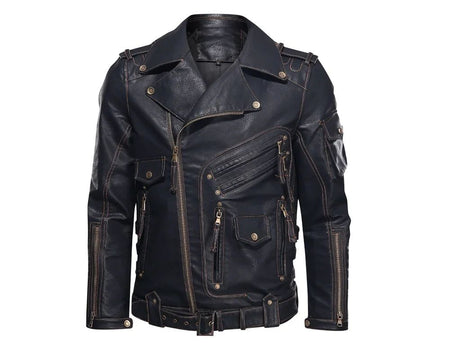 fashion Winter Winter Mens Leather Jacket Men Fashion Motorcycle PU Leather Jacket Cool Zipper Pockets Leather Coats Clothing