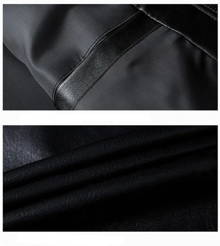 2025 Autumn New Men Black Biker PU Leather Coat Korean Fashion Men Pu Leather Jacket Trend Casual Fit Slim Baseball Clothes 8Xl