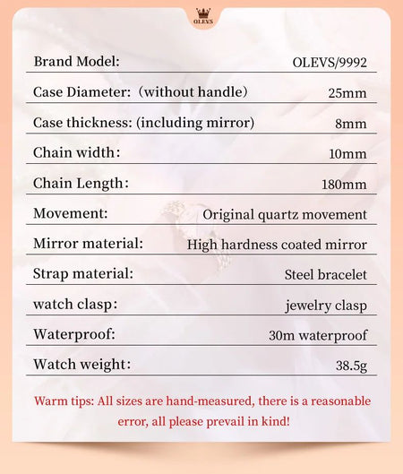 OLEVS 9992 Luxury Women's Watches Elegant Luxury Gold Watch for Women Quartz Waterproof Wristwatches Ladies Relojes Para Mujer