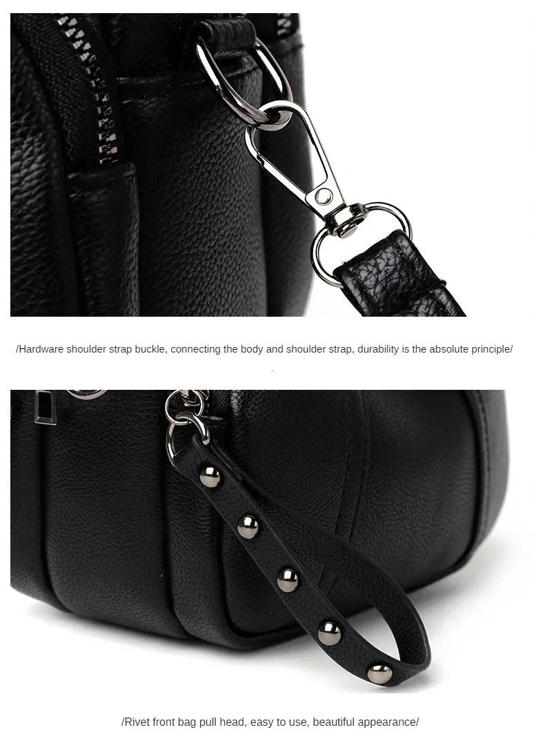 Fashion Soft Leather Crossbody Bags for Women 2025 Casual Female Multi Pocket Messenger Bags Retro Handbags Ladies Shoulder Bags