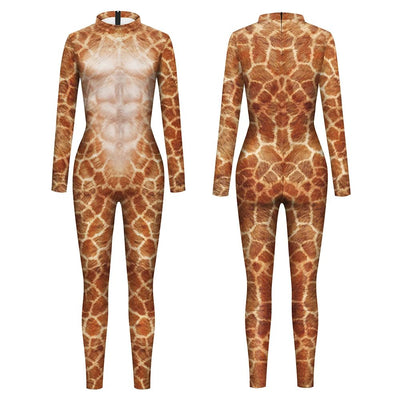 Halloween Animal Jumpsuit Snake Cosplay Costume Tiger Bodysuit Spandex Jumpsuit Party Carnival Stage Performance Dress Up