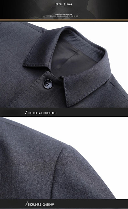 Light Luxury Long Jacket Men's Winter Business Casual Comfortable Windproof Warm Trench Coat British Streetwear Suit Male Coat