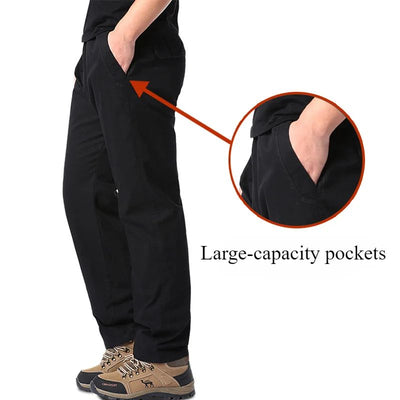 Casual Pants Men's Spring Autumn Cotton Cargo Trousers Plus Size Large Sports Pants Loose Straight Man Elastic Waist Pants