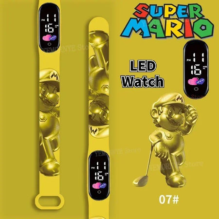 Mario Bros Children's Watches Action Figures Luigi Princess Peach Yoshi Bowser kids Sport Wristband Waterproof Digital Watch Toy