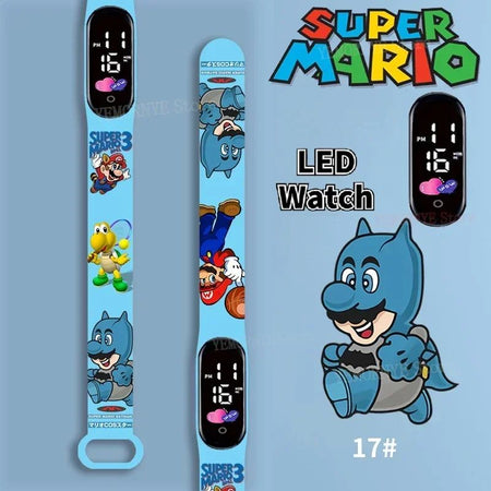 Mario Bros Children's Watches Action Figures Luigi Princess Peach Yoshi Bowser kids Sport Wristband Waterproof Digital Watch Toy