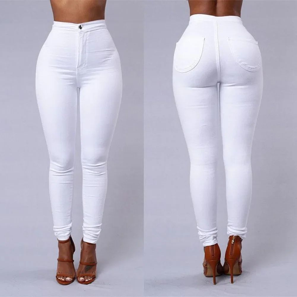 Hot Women Pencil Stretch Slim Denim Skinny Jeans Pants High Waist Jeans Trousers