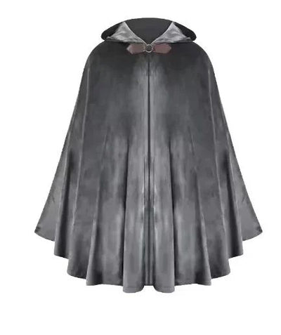 Cloak with Hood Men?Medieval Costume Men Round Metal Buckle Cloak with Green Leaf Brooch Necklace for Halloween