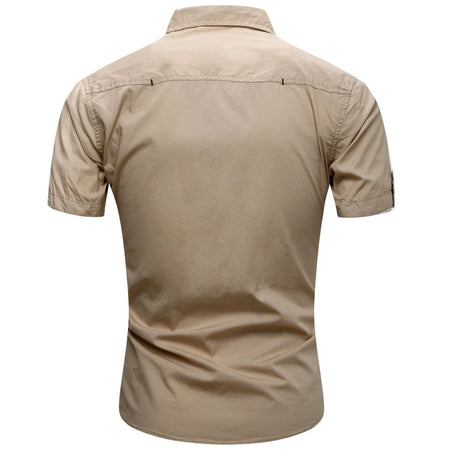 Euro Size White Short Sleeve Men's Uniform Shirt Safari Shirt Summer Casual 100% Cotton Cargo Outdoor Pocket Work Shirts for Men