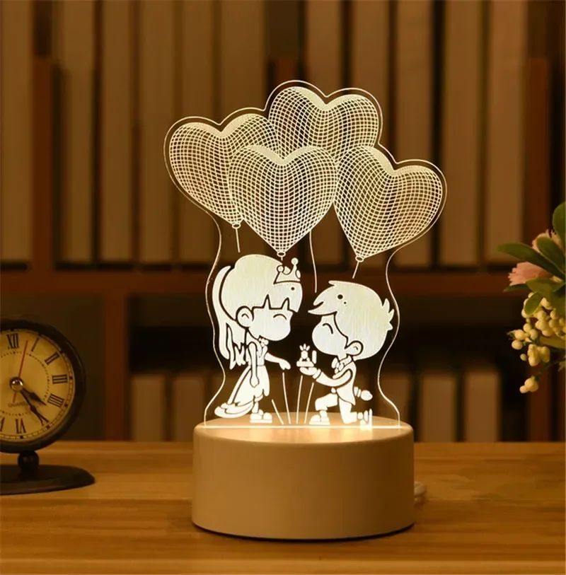 USB Operated 3D Acrylic LED Night Light Festival Birthday Kids Gifts Bedroom Bedside Decor Night Lamp Home Novelty Lighting
