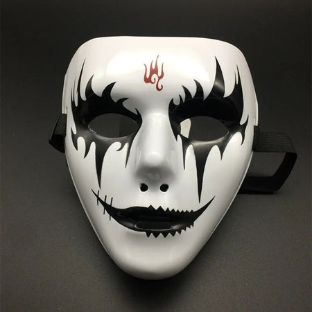 Halloween Props Masquerade Performance Full Face Mask Hand-painted White Street Dance Adult Eye Mask Death Clown Black Gold