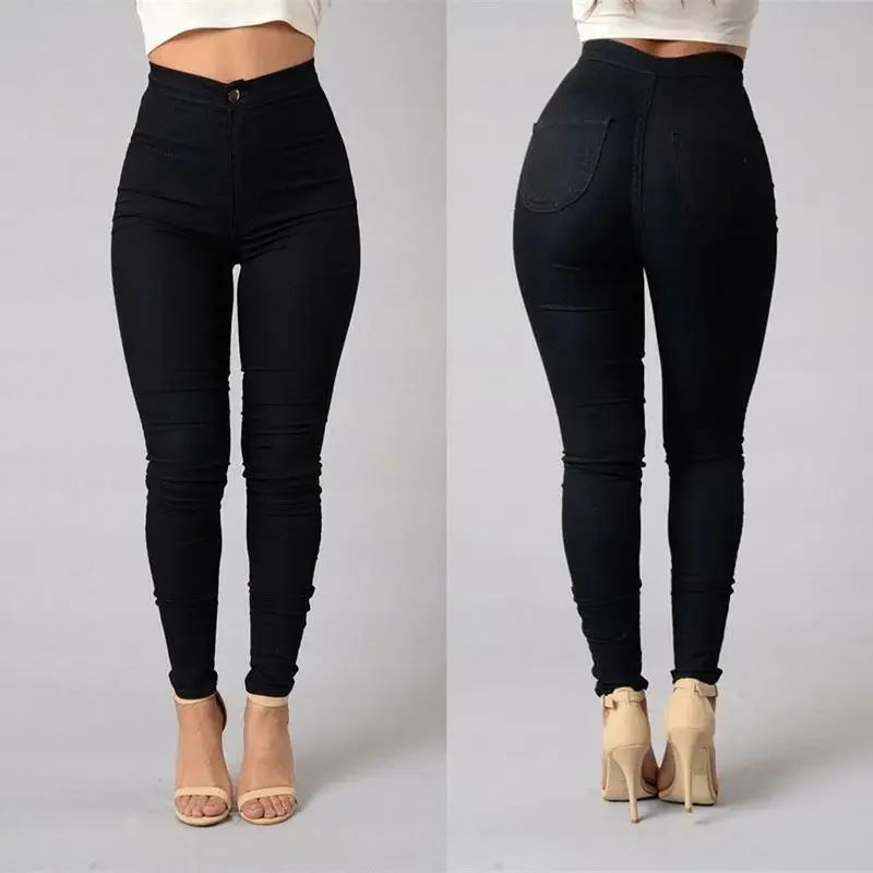 Hot Women Pencil Stretch Slim Denim Skinny Jeans Pants High Waist Jeans Trousers