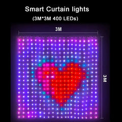 400 LED Smart Curtain Lights String Lights with App Remote Control Music Sync Christmas Curtain String Outdoor Fairy Lights