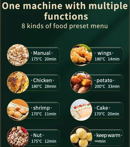The New Product 5L 8L Intelligent Oil-Free Electric Fryer Touch Screen Large Capacity Silver Crest Air Fryer