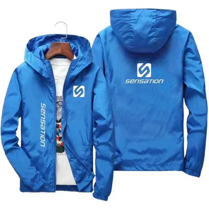 New men's daily large-sized waterproof street jacket, sun-protective windbreaker, and autumn hooded mountain bike jacket