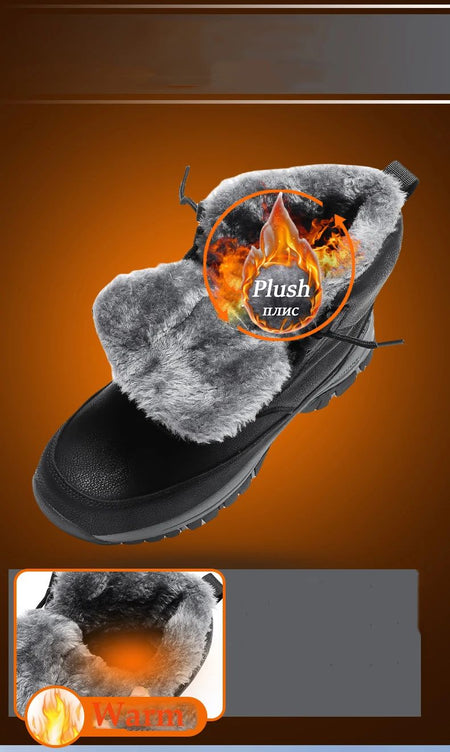 NeW Men Winter Snow Boots For Waterproof Leather Sneakers Super Warm Men's Boots Outdoor Male Hiking Boots Work Shoes Size 39-48